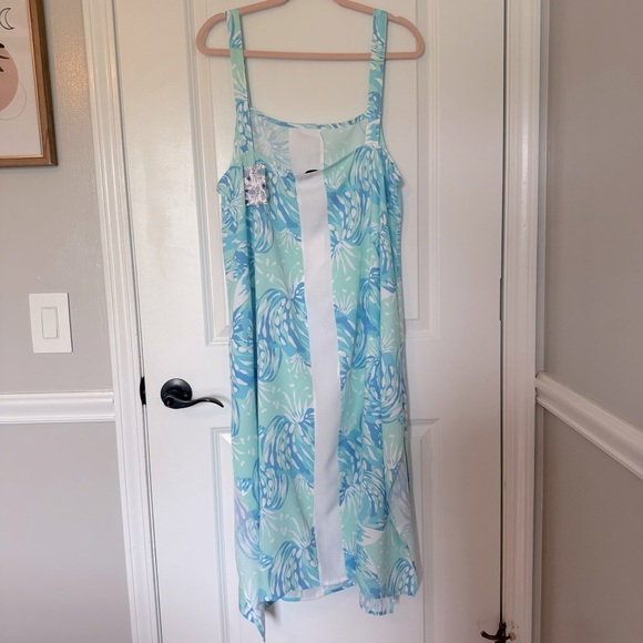 NWT Lilibridge Blue Tropics Beach Midi Dress - Picture 4 of 8